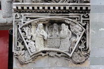 HONG KONG, Cheung Chau island, Pak Tai Temple, intricate carvings on wall, HK1507JPL