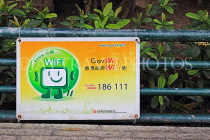 HONG KONG, Hong Kong Island, Central, Statue Square Gardens, Wi Fi area notice, HK2037JPL