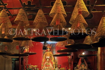 HONG KONG, Hong Kong Island, Man Mo Temple, incense coils, deity statues, HK1887JPL