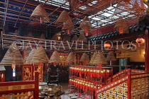 HONG KONG, Hong Kong Island, Man Mo Temple, interior and incense coils, HK1885JPL