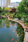 HONG KONG, Kowloon, Nan Lian Garden, Blue Pond and Pavilion Bridge, HK1027JPL