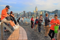 HONG KONG, Kowloon, Tsim Sha Tsui Promenade, people and HK Island skyline, HK1262JPL