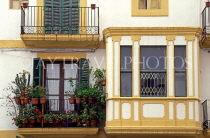 IBIZA, Ibiza Town, Old Town (Dalt Vila), house balconies with potted plants, SPN1265JPL