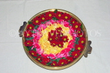 INDIA, South India, Kerala, flowers and petals in brass bowl, IND1557JPL