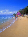 Indonesia, BALI, Sanur Beach and outrigger canoes (Jakung), tourists, BAL1000JPL