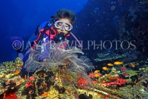 MALDIVE ISLANDS, Coral reef and diver, MAL681JPL