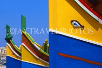 MALTA, Marsaxlokk, traditional fishing boats (Luzzus), and Eyeof Osiris design, MLT652JPL