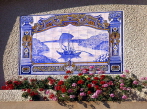 PORTUGAL, Regua, traditional Tile work, depicting Rabelo (boat) on Duoro River, POR570JPL