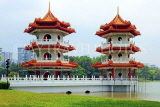 SINGAPORE, Jurong Chinese Garden, Cloud Wrapped & Moon Receiving Towers, SIN1438JPL