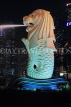 SINGAPORE, Merlion statue, night view, SIN565JPL