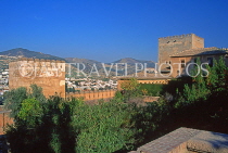 SPAIN, Andalucia, GRANADA, Alcazabar Fortress, and view of Sierra Nevada Mountains, SPN150JPL