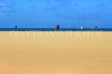 SRI LANKA, Negombo, beach, seascape, with fishing boats out at sea, SLK6332JPL