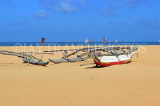 SRI LANKA, Negombo, catamaran (traditional fishing boat) on beach, SLK5994JPL