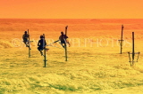 SRI LANKA, south coast, Ahangama area, Stilt Fishermen, dusk, sunset view, SLK4689JPL