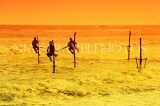 SRI LANKA, south coast, Ahangama area, Stilt Fishermen, dusk, sunset view, SLK4690JPL