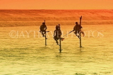 SRI LANKA, south coast, Ahangama area, Stilt Fishermen, dusk, sunset view, SLK4691JPL
