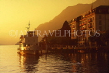 SWITZERLAND, Lake Lucern, BRUNNEN, sunset over lake and ferry, SW647JPL