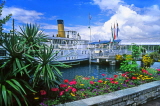 SWITZERLAND, Vaud, MONTREUX, orimenade, and lake Geneva with cruise boat, SW987JPL
