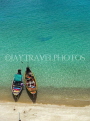 THAILAND, Koh Tao Island, Mango Bay, beach and two longtail boats, THA1996JPL