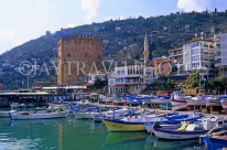 TURKEY, Alanya, harbourside and boats, Kizi Kule Tower, TUR704JPL