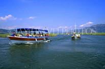 TURKEY, Dalyan Delta, tourists on boat trips along Dalyan River, TUR731JPL