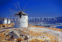 TURKEY, Gumbet, windmills and view towards Gumbet Bay, TUR688JPL