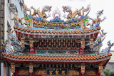 Taiwan, TAIPEI, Cisheng Temple, gateway, detail of statues and carvings, TAW1361JPL