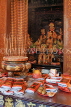 Taiwan, TAIPEI, Wunchang Temple, statues of deities in shrine, and offerings, TAW482JPL