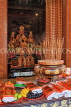 Taiwan, TAIPEI, Wunchang Temple, statues of deities in shrine, and offerings, TAW483JPL