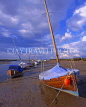 UK, Norfolk, North Norfolk Coast, near Blakeney, boat on beach, low tide, UK252JPL